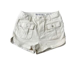 Blue Spice High Waisted Women's Shorts Size‎ 7 Beige Button Front/Back Pockets